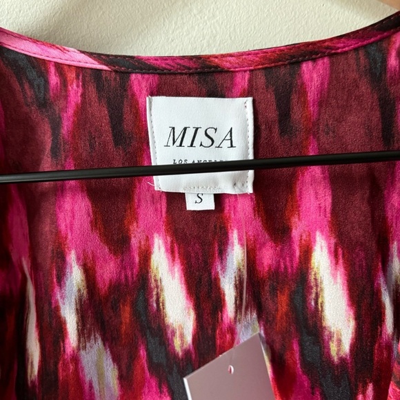 MISA Los Angeles Women's Pink Satin Draped Faux Wrap Mini Dress Size S‎ $370 - Picture 8 of 10